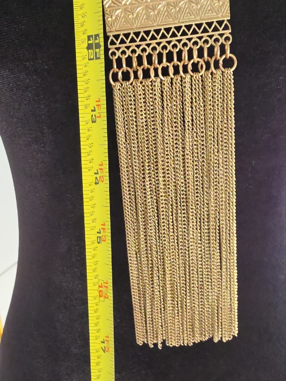 Gold Fringe Statement Necklace - Elegant Women Jewelry - Picture 7 of 8